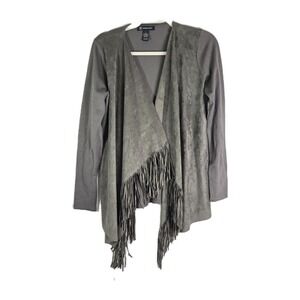 inc international concepts Green Fringe Open Front Festival Shall Cardigan Small